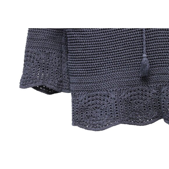 J Jill Blouse Medium Chunky Open Knit Blue 100% Cotton Beach Coastal Resort Boho - Picture 5 of 12